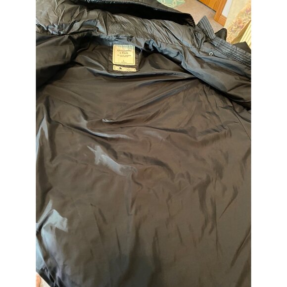 Abercrombie & Fitch Black Puffer Midi Coat Water Wind Resistant Large - Picture 5 of 15